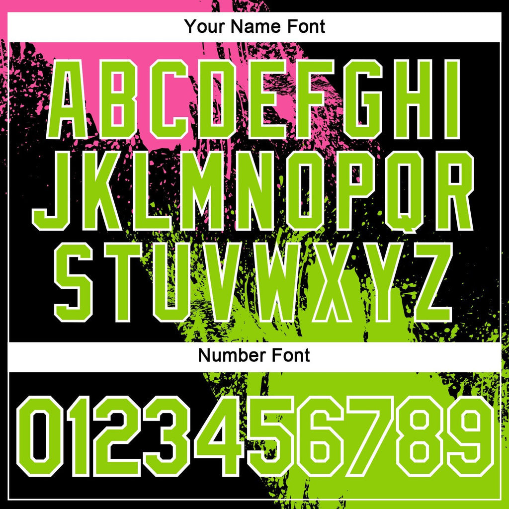 Custom Pink Neon Green-Black 3D Pattern Design Abstract Brush Stroke Performance T-Shirt photo 3