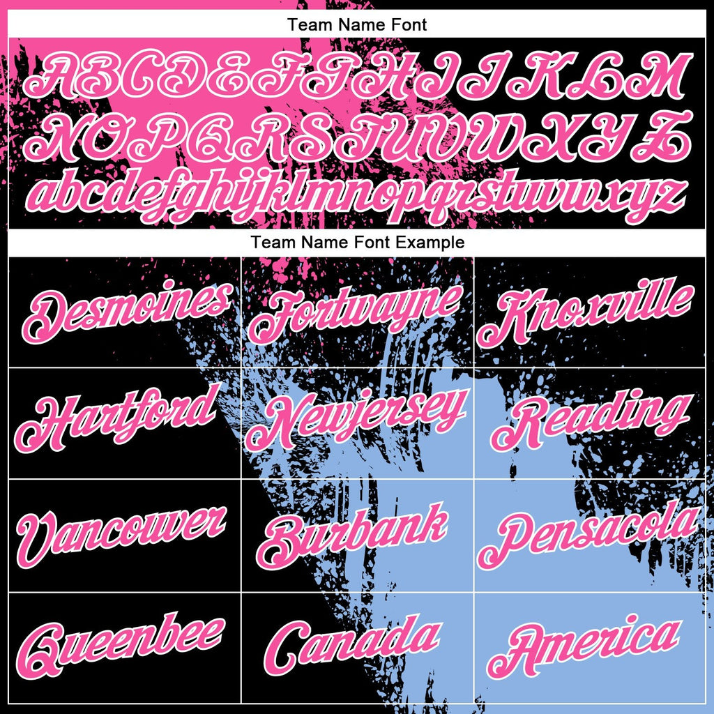 Custom Pink Black-Light Blue 3D Pattern Design Abstract Brush Stroke Performance T-Shirt photo 2