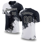 Custom White Black 3D Pattern Design Abstract Brush Stroke Performance T-Shirt