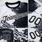Custom White Black 3D Pattern Design Abstract Brush Stroke Performance T-Shirt detail