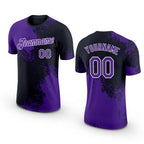 Custom Purple Black-White 3D Pattern Design Abstract Brush Stroke Performance T-Shirt