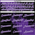 Custom Purple Black-White 3D Pattern Design Abstract Brush Stroke Performance T-Shirt photo 3