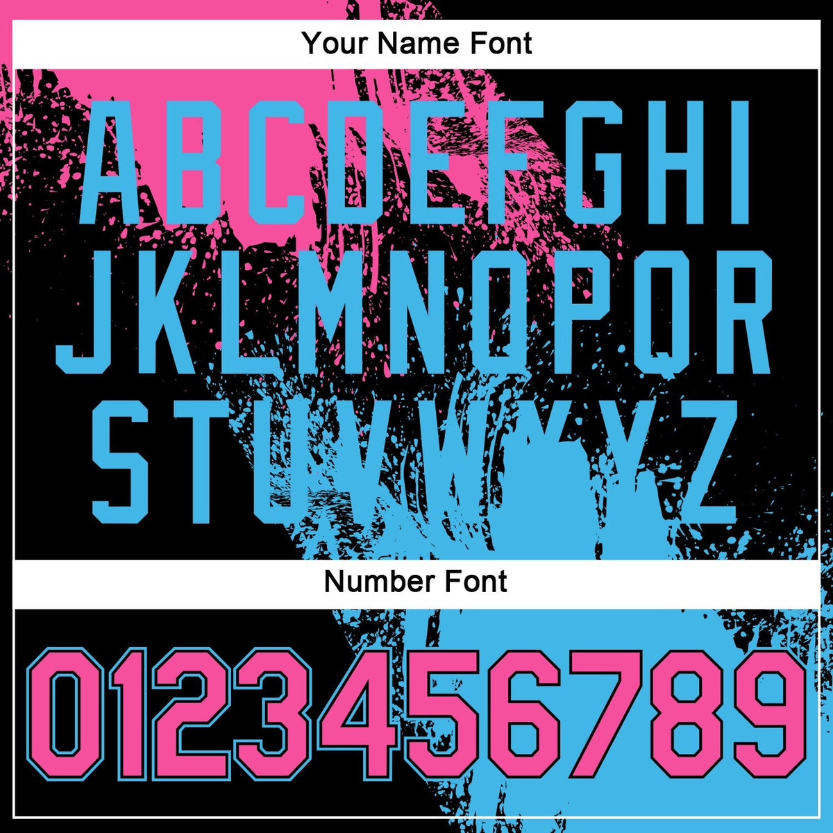Custom Black Pink-Sky Blue 3D Pattern Design Abstract Brush Stroke Performance T-Shirt photo 3