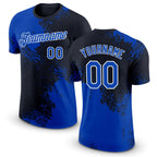 Custom Thunder Blue Black-White 3D Pattern Design Abstract Brush Stroke Performance T-Shirt