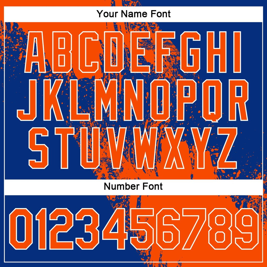 Custom Orange Royal-White 3D Pattern Design Abstract Brush Stroke Performance T-Shirt photo 3