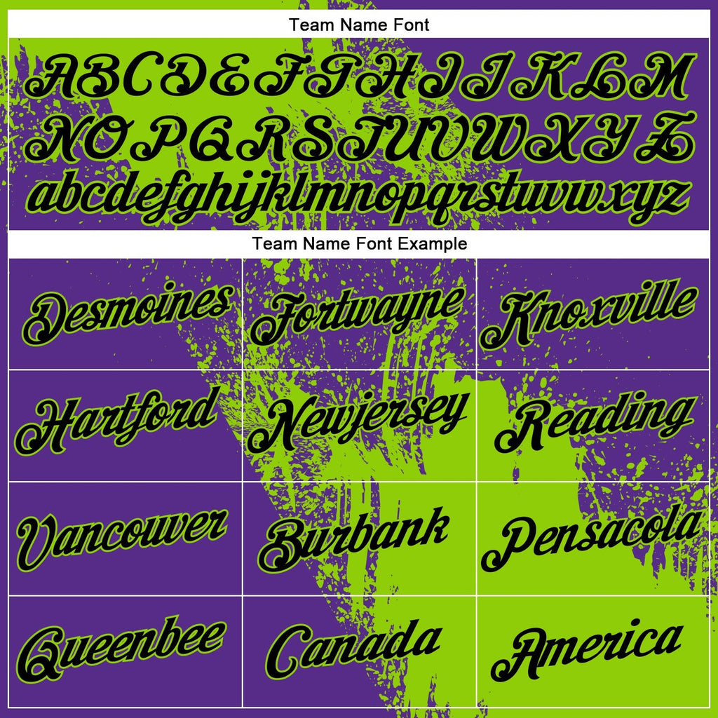Custom Neon Green Black-Purple 3D Pattern Design Abstract Brush Stroke Performance T-Shirt photo 2