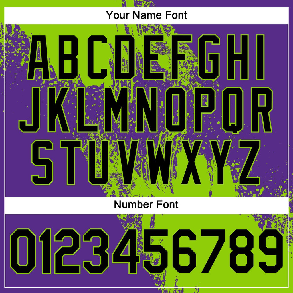 Custom Neon Green Black-Purple 3D Pattern Design Abstract Brush Stroke Performance T-Shirt photo 3