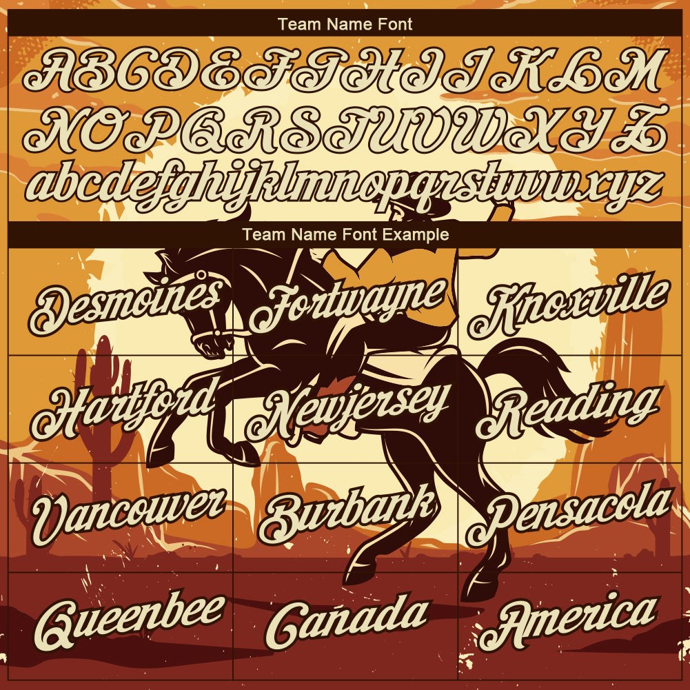 Custom Orange City Cream-Brown 3D Pattern Design Cowboy Rodeo Performance T-Shirt photo 2