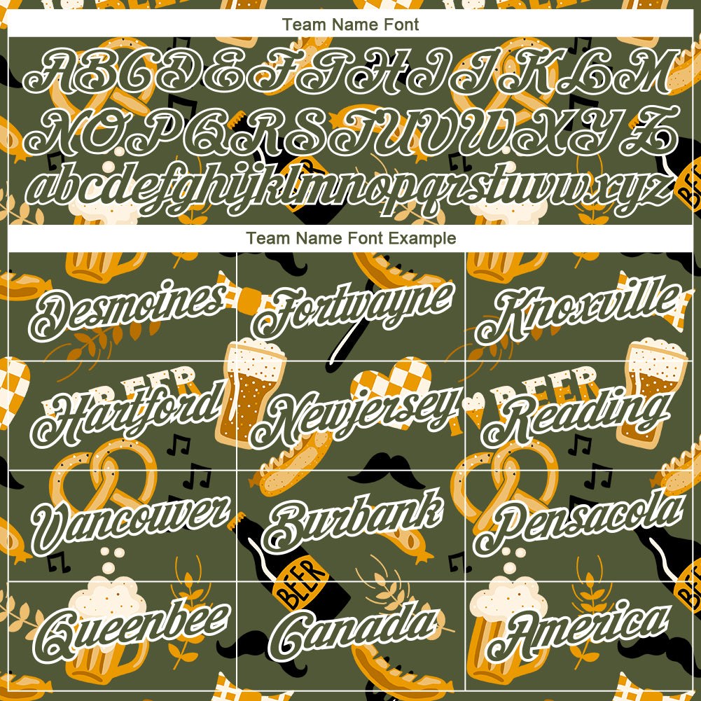 Custom Olive White 3D Pattern Design Oktoberfest Beer Festival Performance T-Shirt photo 2