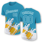 Custom Panther Blue White 3D Pattern Design Oktoberfest Beer Festival Performance T-Shirt