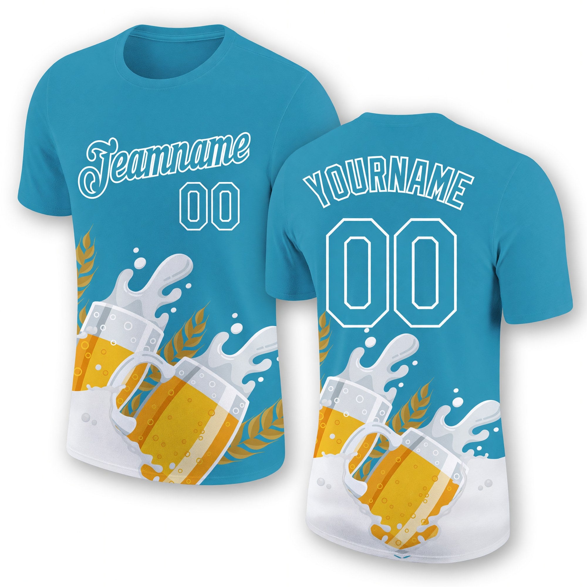 Custom Panther Blue White 3D Pattern Design Oktoberfest Beer Festival Performance T-Shirt