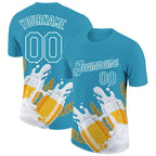 Custom Panther Blue White 3D Pattern Design Oktoberfest Beer Festival Performance T-Shirt photo 1