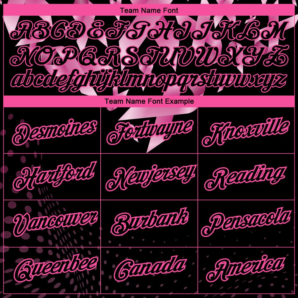 Custom Black Pink 3D Pink Ribbon Breast Cancer Heart Performance T-Shirt photo 2