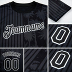 Custom Black White 3D Pattern Design Hawaii Palm Trees Performance T-Shirt detail