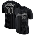 Custom Black White 3D Pattern Design Hawaii Palm Trees Performance T-Shirt photo 1