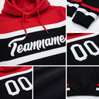 Custom Stitched Black White-Red Line Sports Pullover Sweatshirt Hoodie detail