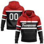 Custom Stitched Black White-Red Line Sports Pullover Sweatshirt Hoodie photo 1