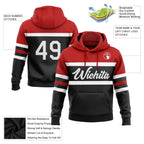 Custom Stitched Black White-Red Line Sports Pullover Sweatshirt Hoodie photo 2