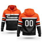 Custom Stitched Black White-Orange Line Sports Pullover Sweatshirt Hoodie
