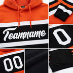 Custom Stitched Black White-Orange Line Sports Pullover Sweatshirt Hoodie detail