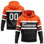 Custom Stitched Black White-Orange Line Sports Pullover Sweatshirt Hoodie photo 1