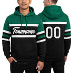 Custom Stitched Black White-Kelly Green Line Sports Pullover Sweatshirt Hoodie worn front and back