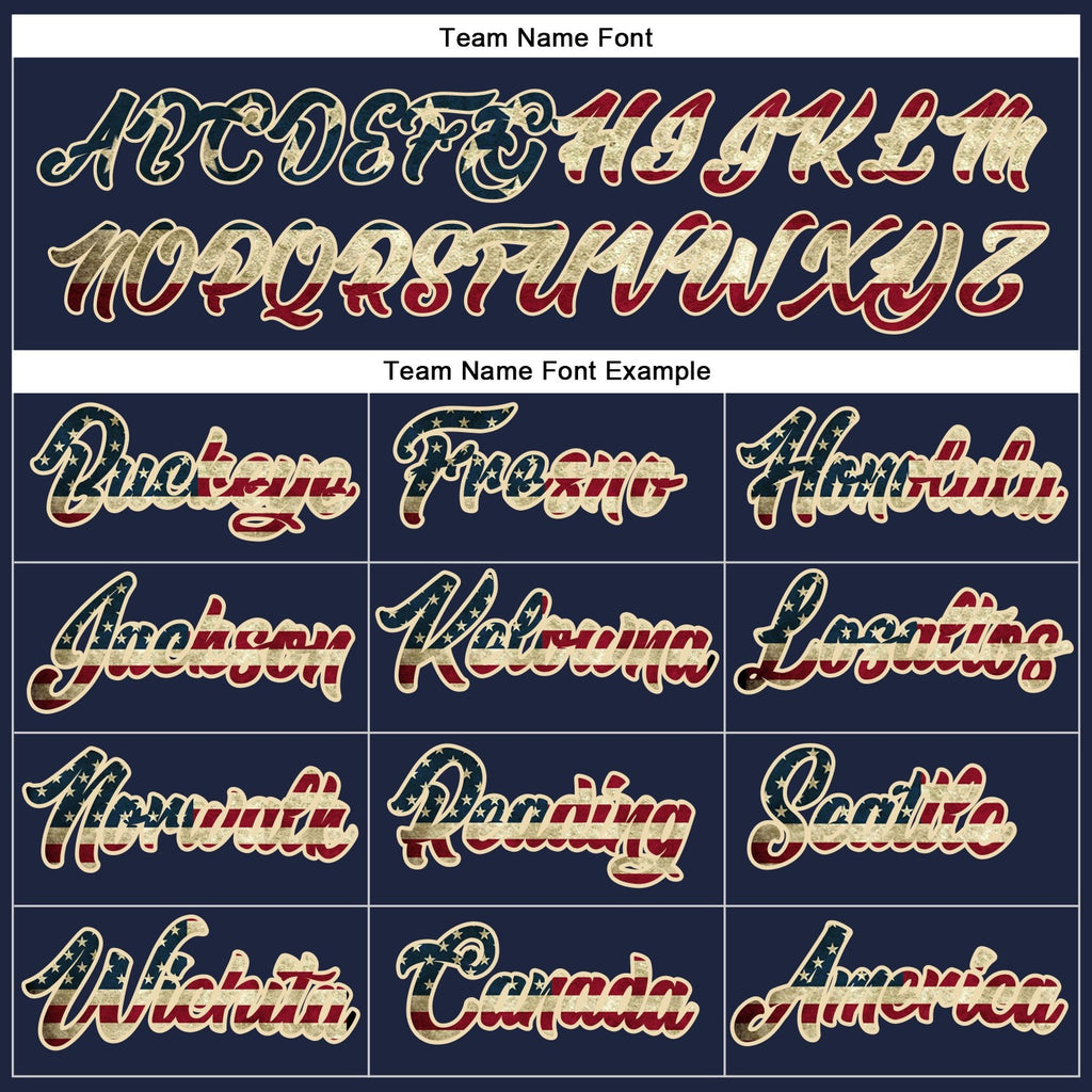Custom Stitched Navy Vintage USA Flag Cream-Red Line Sports Pullover Sweatshirt Hoodie photo 2