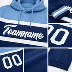 Custom Stitched Royal White-Light Blue Line Sports Pullover Sweatshirt Hoodie detail