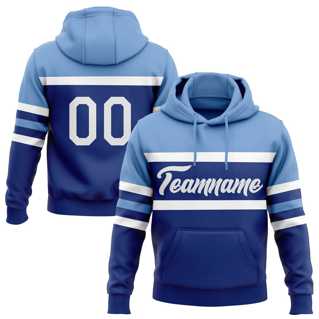 Custom Stitched Royal White-Light Blue Line Sports Pullover Sweatshirt Hoodie photo 1
