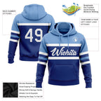 Custom Stitched Royal White-Light Blue Line Sports Pullover Sweatshirt Hoodie photo 2