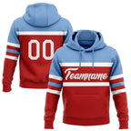 Custom Stitched Red White-Light Blue Line Sports Pullover Sweatshirt Hoodie photo 1