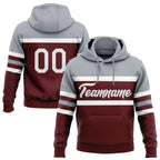 Custom Stitched Burgundy White-Gray Line Sports Pullover Sweatshirt Hoodie photo 1