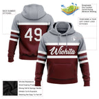 Custom Stitched Burgundy White-Gray Line Sports Pullover Sweatshirt Hoodie photo 2