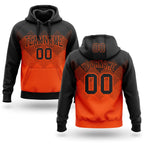 Custom Stitched Black Orange 3D Pattern Design Gradient Square Shape Sports Pullover Sweatshirt Hoodie
