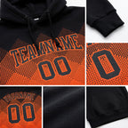 Custom Stitched Black Orange 3D Pattern Design Gradient Square Shape Sports Pullover Sweatshirt Hoodie detail