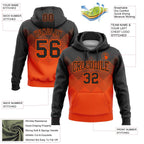 Custom Stitched Black Orange 3D Pattern Design Gradient Square Shape Sports Pullover Sweatshirt Hoodie photo 2