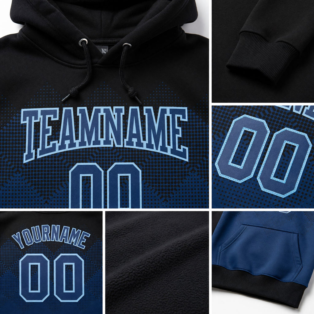 Custom Stitched Black US Navy Blue-Light Blue 3D Pattern Design Gradient Square Shape Sports Pullover Sweatshirt Hoodie detail