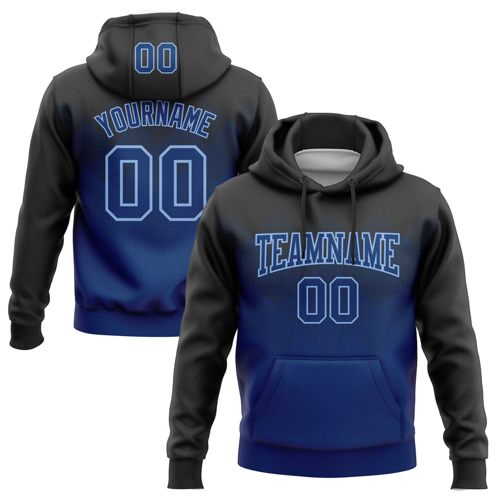 Custom Stitched Black US Navy Blue-Light Blue 3D Pattern Design Gradient Square Shape Sports Pullover Sweatshirt Hoodie photo 1