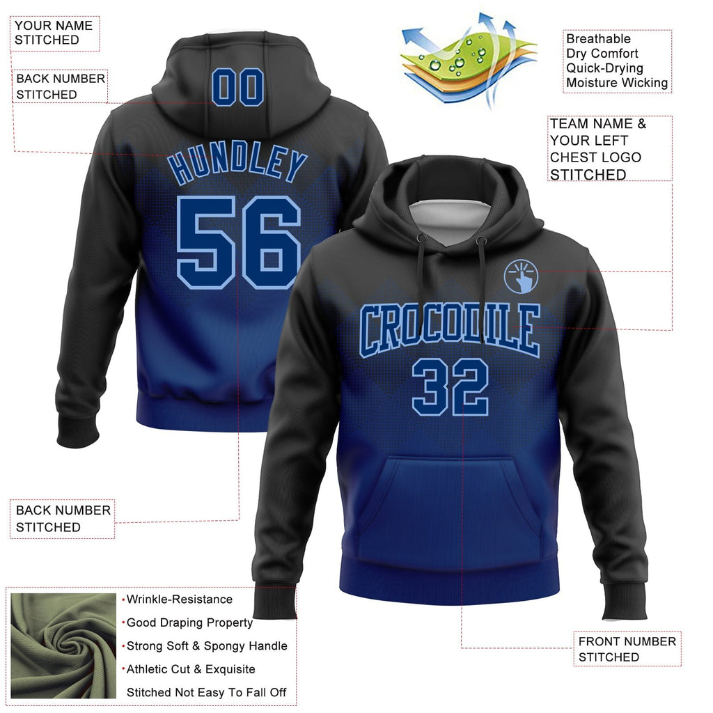 Custom Stitched Black US Navy Blue-Light Blue 3D Pattern Design Gradient Square Shape Sports Pullover Sweatshirt Hoodie photo 2