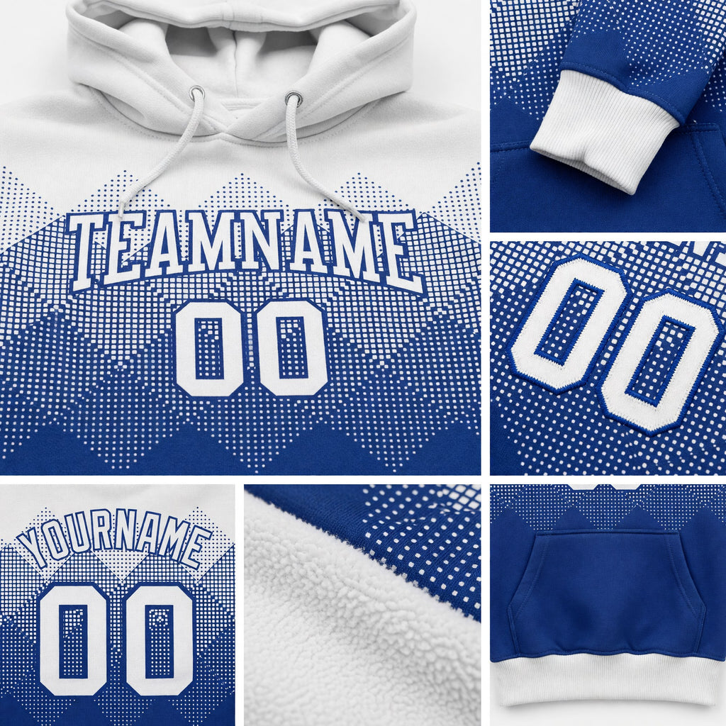 Custom Stitched White Royal 3D Pattern Design Gradient Square Shape Sports Pullover Sweatshirt Hoodie detail