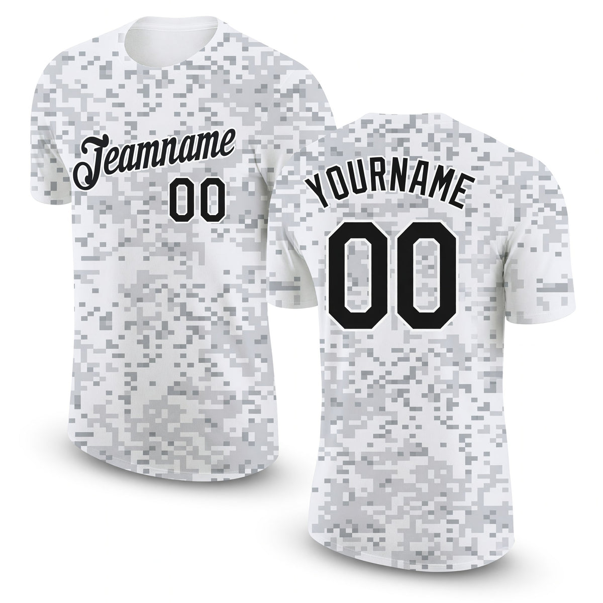 Custom Camo Black-White 3D Arctic Camouflage Performance T-Shirt