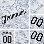 Custom Camo Black-White 3D Arctic Camouflage Performance T-Shirt detail