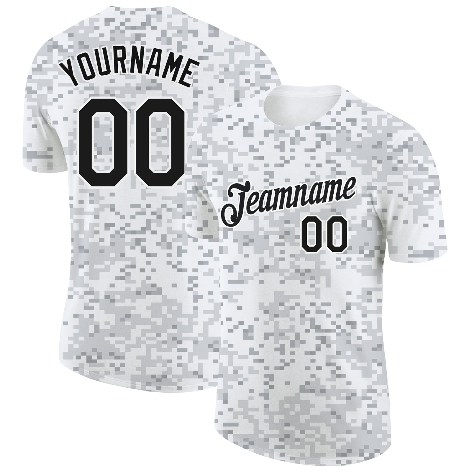 Custom Camo Black-White 3D Arctic Camouflage Performance T-Shirt photo 1