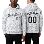 Custom Stitched Camo Black-White 3D Arctic Camouflage Sports Pullover Sweatshirt Salute To Service Hoodie worn front and back