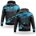 Custom Stitched Black Sky Blue 3D Pattern Design Torn Paper Style Sports Pullover Sweatshirt Hoodie