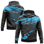 Custom Stitched Black Sky Blue 3D Pattern Design Torn Paper Style Sports Pullover Sweatshirt Hoodie photo 1