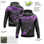 Custom Stitched Black Medium Purple 3D Pattern Design Torn Paper Style Sports Pullover Sweatshirt Hoodie photo 2