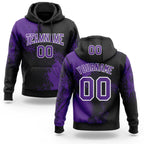 Custom Stitched Black Purple-White 3D Pattern Design Abstract Brush Stroke Sports Pullover Sweatshirt Hoodie