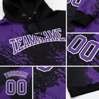 Custom Stitched Black Purple-White 3D Pattern Design Abstract Brush Stroke Sports Pullover Sweatshirt Hoodie detail