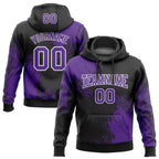 Custom Stitched Black Purple-White 3D Pattern Design Abstract Brush Stroke Sports Pullover Sweatshirt Hoodie photo 1